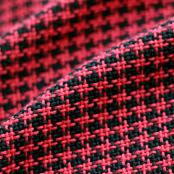 手織りコットンストール 3ｼｰｽﾞﾝﾁｸﾁｸしない  千鳥格子ﾚｯﾄﾞ&ﾌﾞﾗｯｸ 3枚目の画像