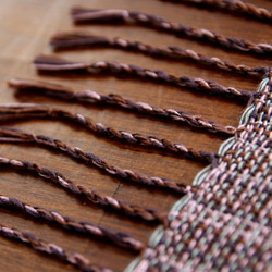 秋の手織りシルク×コットンストール ﾌﾞﾗｳﾝ 4枚目の画像