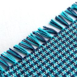 手織りのサマーストール コットン100% ﾁｸﾁｸしない (ﾈｲﾋﾞｰxﾀｰｺｲｽﾞxﾎﾜｲﾄ) 4枚目の画像