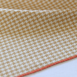 SALE!手織りストール コットン100% ﾁｸﾁｸしない (ﾍﾞｰｼﾞｭxﾎﾜｲﾄ+ｵﾚﾝｼﾞﾗｲﾝ) 3枚目の画像