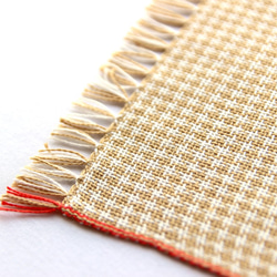 SALE!手織りストール コットン100% ﾁｸﾁｸしない (ﾍﾞｰｼﾞｭxﾎﾜｲﾄ+ｵﾚﾝｼﾞﾗｲﾝ) 5枚目の画像