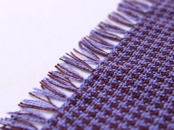手織りストール コットン100% ﾁｸﾁｸしない (ラベンダー) 5枚目の画像