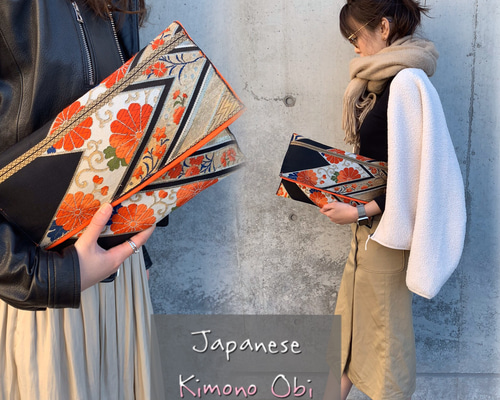 着物帯(Japanese Kimono Obi) クラッチバッグ クリスマス