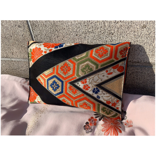 obi 帯　着物　リメイク　⑤ 着物帯(Japanese Kimono Obi) クラッチバッグ クリスマス