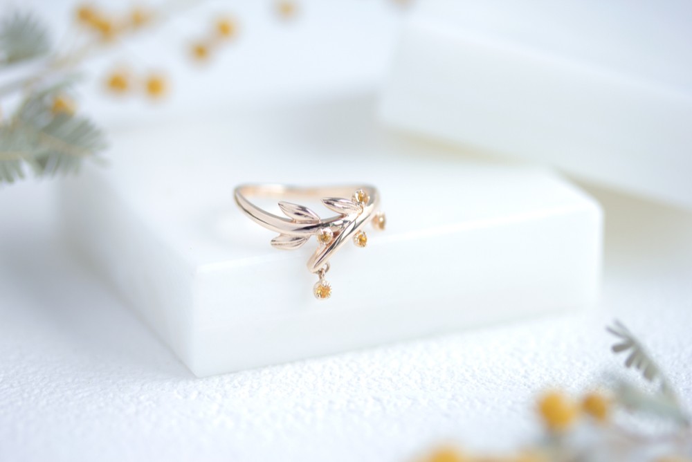 Mimosa K10 シトリン Pinky Ring 指輪・リング SERENDIPJEWEL