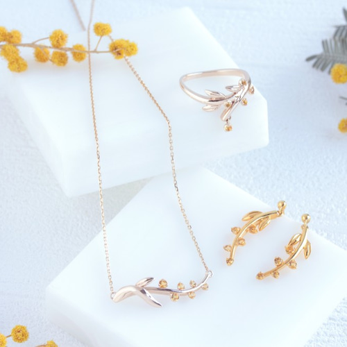 Mimosa K10 シトリン Pinky Ring 指輪・リング SERENDIPJEWEL