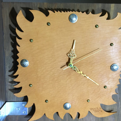 掛時計　leather Wall clock wild  刻印可能 6枚目の画像