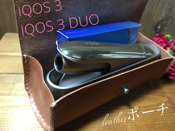 手縫い牛本革　leatherポーチ　IQOS3  /  IQOS3DUO ☘️アンティークwild仕様 1枚目の画像