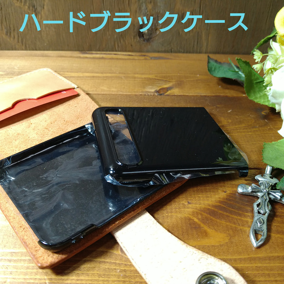 ハンドメイド　イタリア産イタリアンレザー　チョコ　Galaxy Z Flip SCV47 専用（au）手縫いスマホケース 2枚目の画像