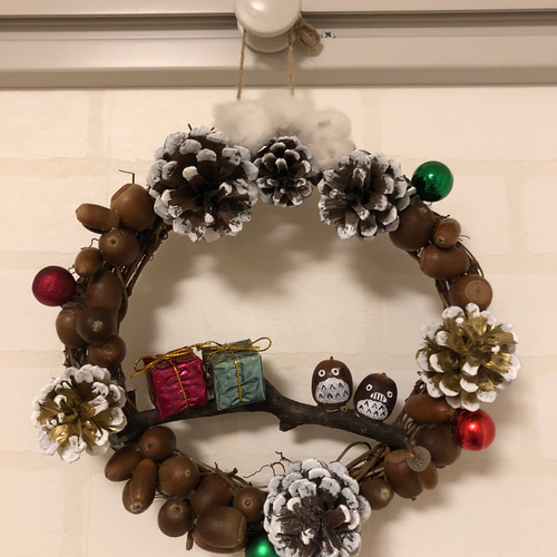 ☆クリスマスリース☆ どんぐり&松ぼっくり( ^ω^ ) 20cm その他素材