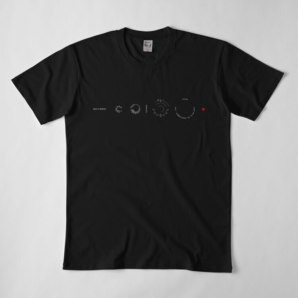 カメラダイヤル・レンズ目盛Tシャツ（黒） 1枚目の画像