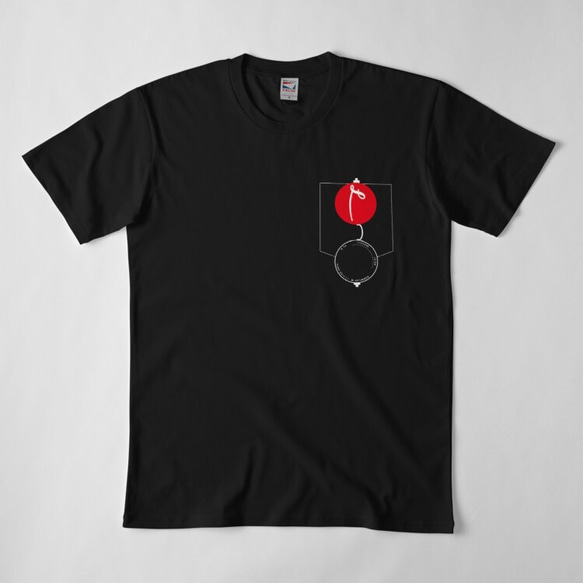 ライカ風 サングラス（ポケット柄）Tシャツ（黒） Tシャツ