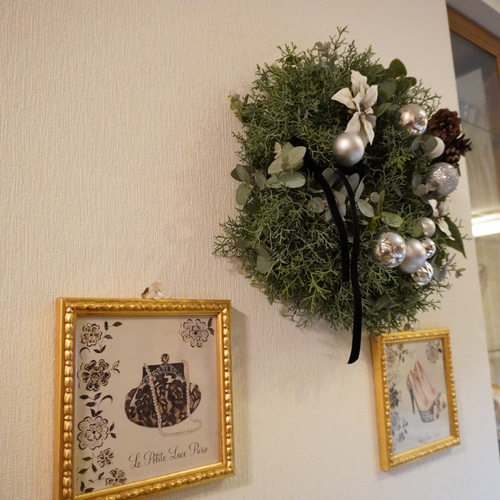 エレガントなクリスマスリース(直径35センチ) リース bonheur0130 通販