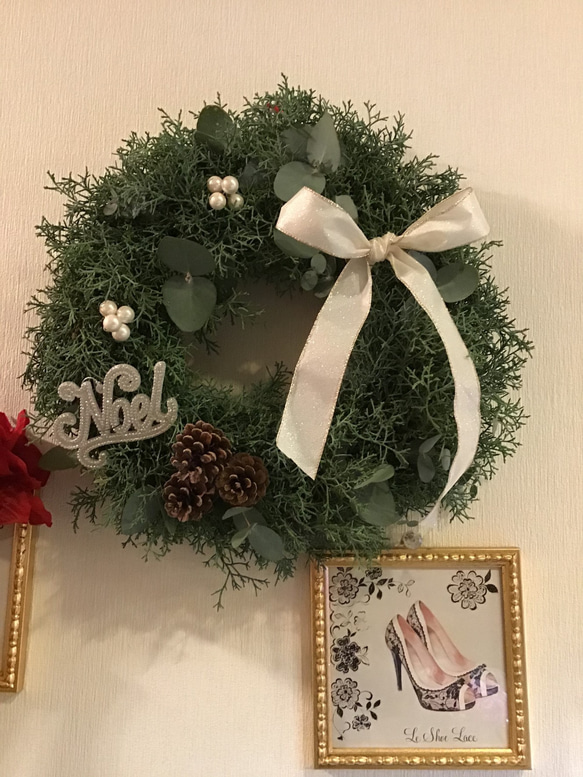 華やかなクリスマスリース(直径約40センチ) リース bonheur0130 通販 