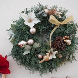 エレガントなクリスマスリース(直径35センチ) リース bonheur0130 通販