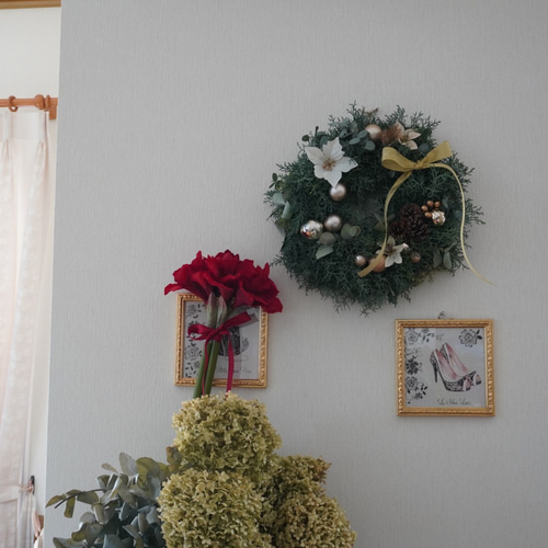 エレガントなクリスマスリース(直径35センチ) リース bonheur0130 通販