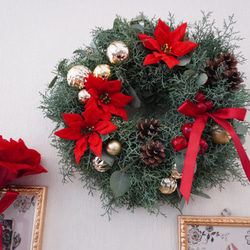 エレガントなクリスマスリース(直径35センチ) リース bonheur0130 通販