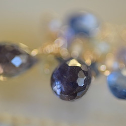 14kgf 宝石質 アイオライト AAA ブリオレット カイヤナイト アクアマリン 水晶 サファイア ピアス 半貴石 2枚目の画像