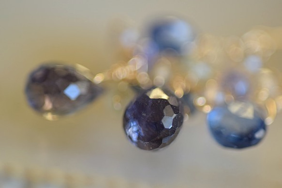 14kgf 宝石質 アイオライト AAA ブリオレット カイヤナイト アクアマリン 水晶 サファイア ピアス 半貴石 2枚目の画像
