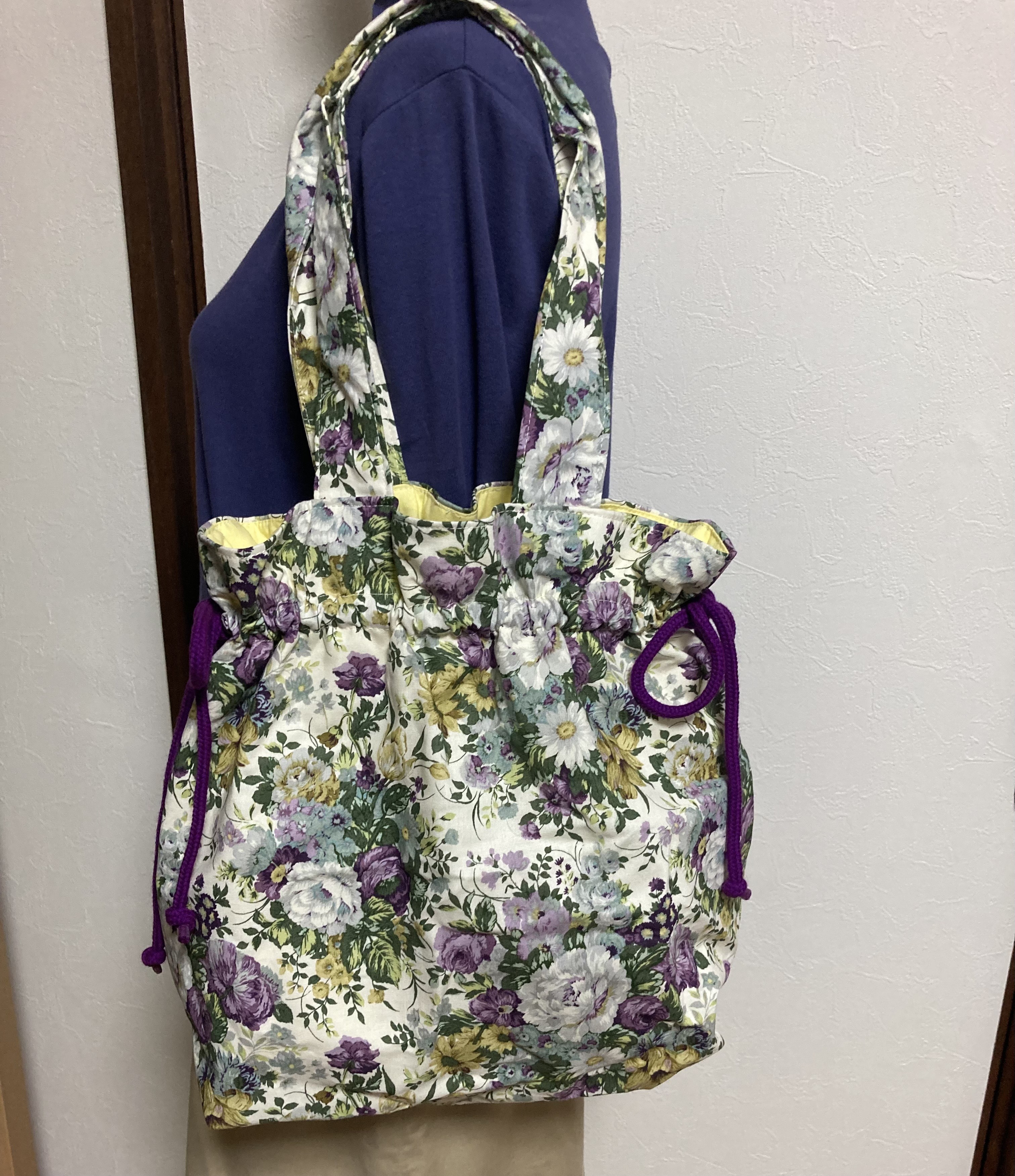 大きめ巾着トートバッグ花柄 巾着バッグ atelier _hiroko_72