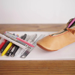 鞋子型鉛筆盒　BG×BR　#4-1　(義大利皮革) 第4張的照片