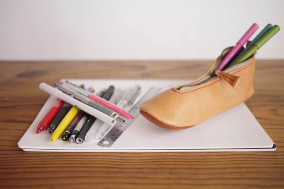 鞋子型鉛筆盒　YL×RD　#7-2　(義大利皮革) 第4張的照片
