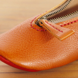 靴型ペンケース　BR×RD　#1-4　(イタリアンレザー) 3枚目の画像