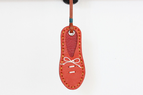 靴型のキーホルダー　OR×RD　#6-1　(イタリアンレザー) 2枚目の画像