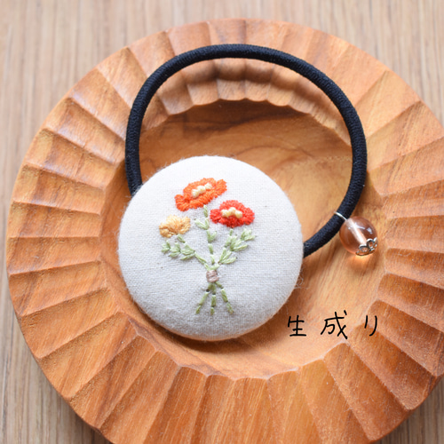 2.7センチくるみボタンヘアゴム♡黄色ばら刺繍 423b77797e9535c7fbad9ffea066d8