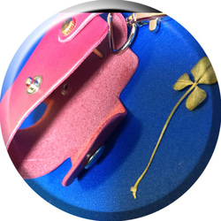 姫路レザー☆シンプルな スマートキーケース キーケース ピンク 2枚目の画像
