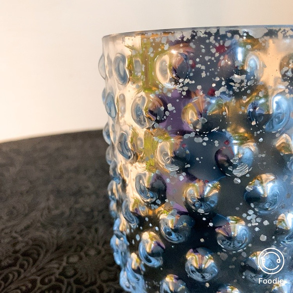 【送料込】＊メタルチックなフラワーベース＊　花瓶 ガラス インテリア 3枚目の画像