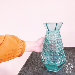 【送料込】＊懐かしいビー玉ガラス色　フラワーベース＊　ガラス花瓶 7枚目の画像
