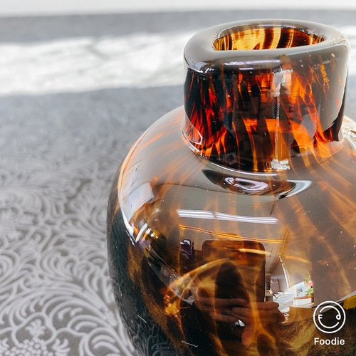 まるでヒョウ柄！【送料込】 ＊ レオパード花瓶 ＊ とろみ べっこう