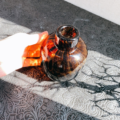 まるでヒョウ柄！【送料込】 ＊ レオパード花瓶 ＊ とろみ べっこう