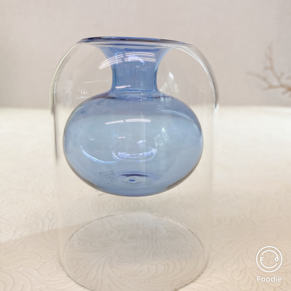 ダブルな透明感【送料込】＊ ブルーのフラワーベース ＊　花瓶　ユニーク　 9枚目の画像