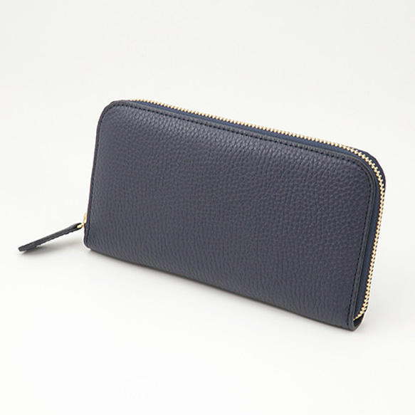 Mezzo Shrink 牛革 財布 本革 ラウンドファスナー 長財布 ネイビー Mezzo Shrink ネイビー RIA