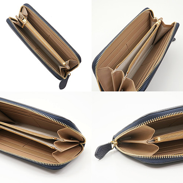 Mezzo Shrink 牛革 財布 本革 ラウンドファスナー 長財布 ネイビー Mezzo Shrink ネイビー RIA