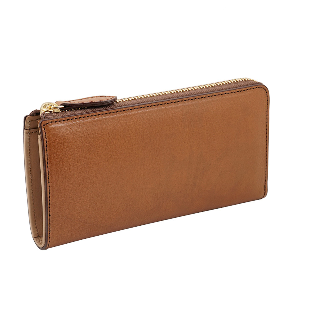 【受注生産】革好きの為の イタリアン バケッタ レザー 本革 L字ファスナー 長財布 （ブラウン）