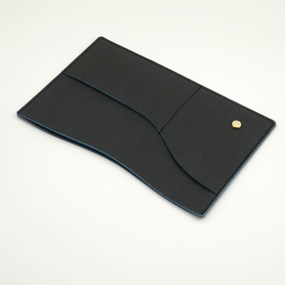 保険証 お薬手帳 が入る 環境に配慮した皮革 エコレザー バッグイン スリム マルチ カードケース （ブラック） 5枚目の画像