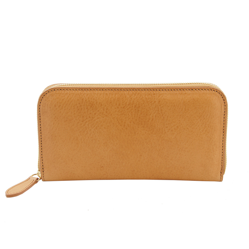 イタリアンレザー バケッタ800（ナチュラル）本革 ラウンドファスナー 長財布