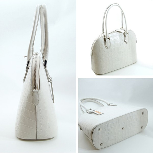 【美品】フェンディ ボルサマジック ハンドバッグ クロコ型押し レザー ホワイト VitaFelice ハンドバッグ レディース 2way ショルダーバッグ