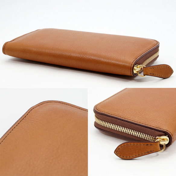 経年変化が楽しめる 牛革 イタリアンレザー バケッタ800（ブラウン）本革 ラウンドファスナー 長財布 ブラウン