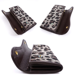 高級素材 ハラコ カブセ型 長財布　曲線美と２つ釦（ボタン）が可愛い 本革 レディース 財布 アニマル柄（G） 4枚目の画像