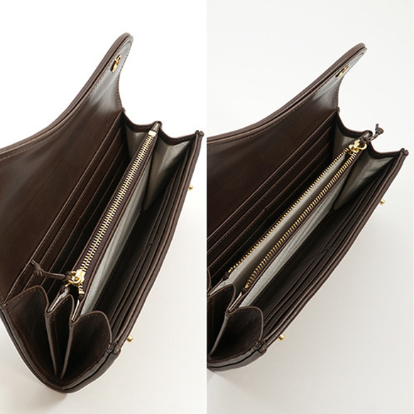 イタリア Dolmen社 ハラコ カブセ型 マグネット ２つ釦（ボタン）本革 長財布 ヒョウ柄（M） 5枚目の画像