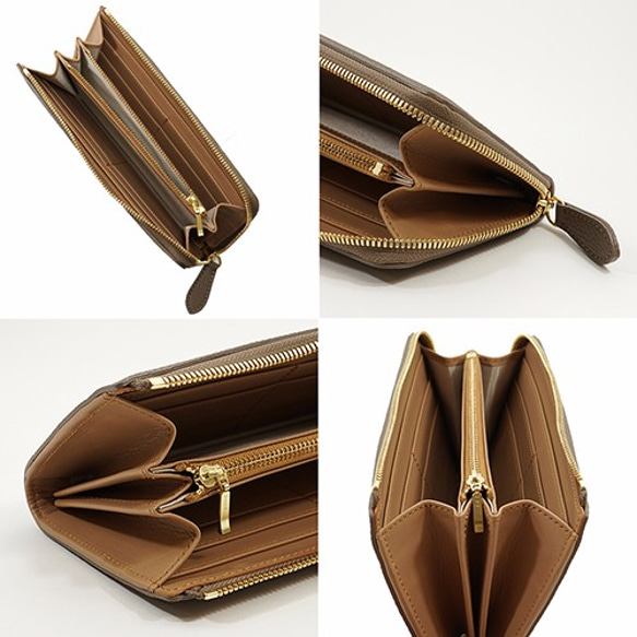 高級牛革 ドイツシュリンク　本革 L字ファスナー型　長財布　トープ 