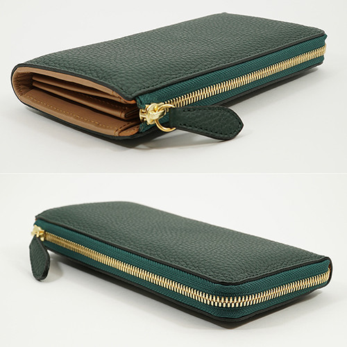 国産シュリンクレザー ブラウニー 本革 L字ファスナー型 長財布