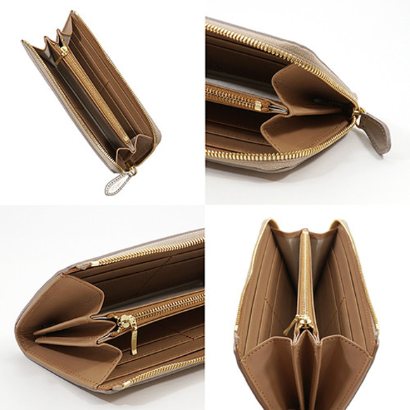 イタリアンキップ 本革 L字ファスナー型 長財布　キラキラ かわいい レディース 財布（シャンパンゴールド） 3枚目の画像