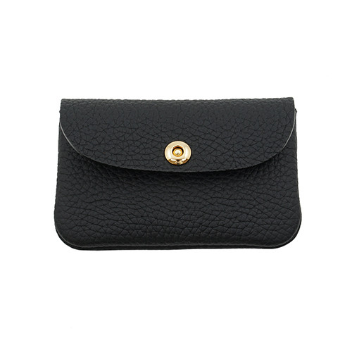 丸みのある 可愛い 名刺入れ ドイツシュリンク マグネット釦 カブセ型 レディース 本革 名刺入れ ブラック