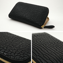 エキゾチックレザー ケープシール （オットセイ革）ラウンドファスナー 長財布（黒） 6枚目の画像