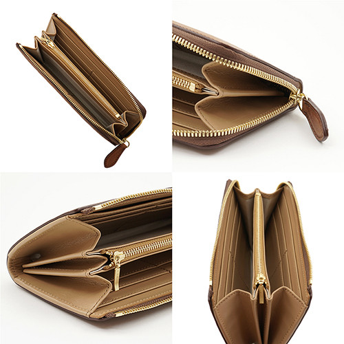 イタリアンレザー 吟スリ ビンテージ加工 MARGOT L字ファスナー型 本革 長財布 ブラウン